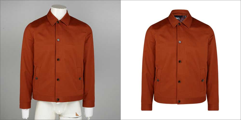 ghost mannequin service before- after for a jacket