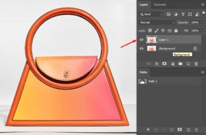  the completed clipping path in Photoshop and preparing the layer for the cutout.