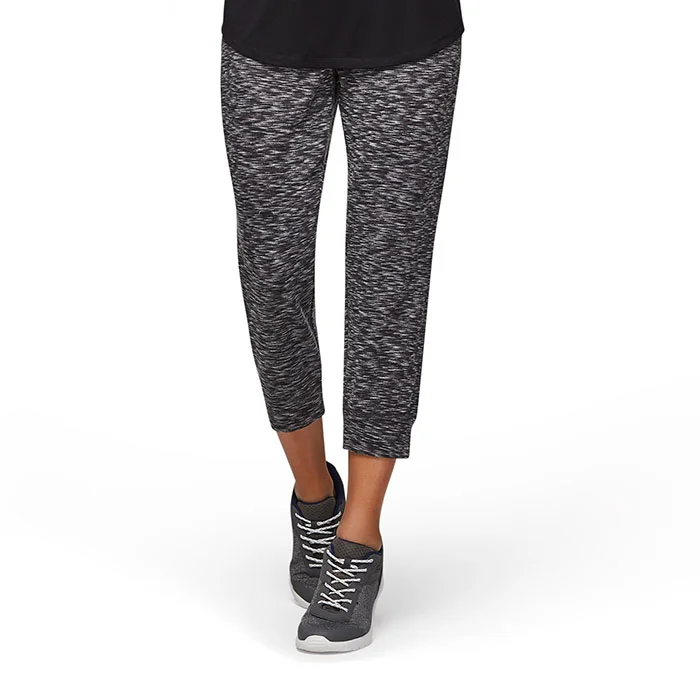 Model wearing leggings after professional photo retouching