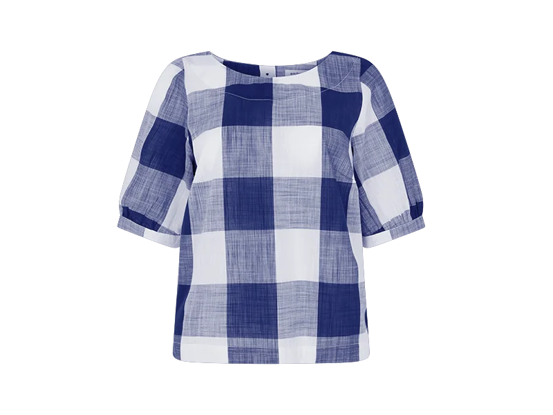 Blue plaid shirt professionally edited with ghost mannequin service