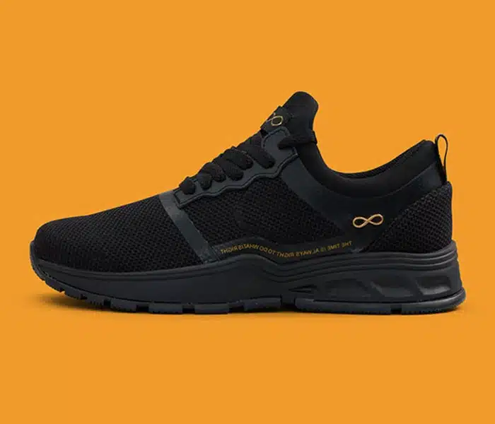 Black running shoe prepared for e-commerce image editing
