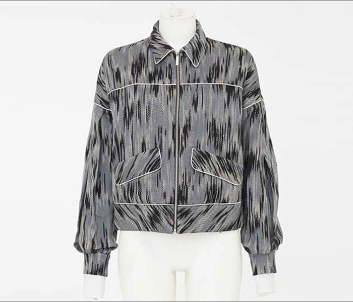 Gray patterned jacket before e-commerce image editing