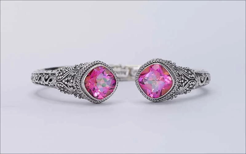 Pink diamond ring professionally cut out for product photography