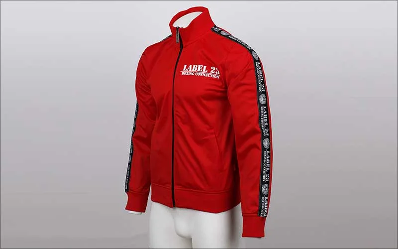 Red jacket professionally edited with ghost mannequin service