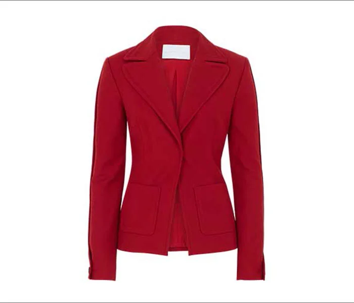 Red blazer professionally edited with Photoshop manipulation service