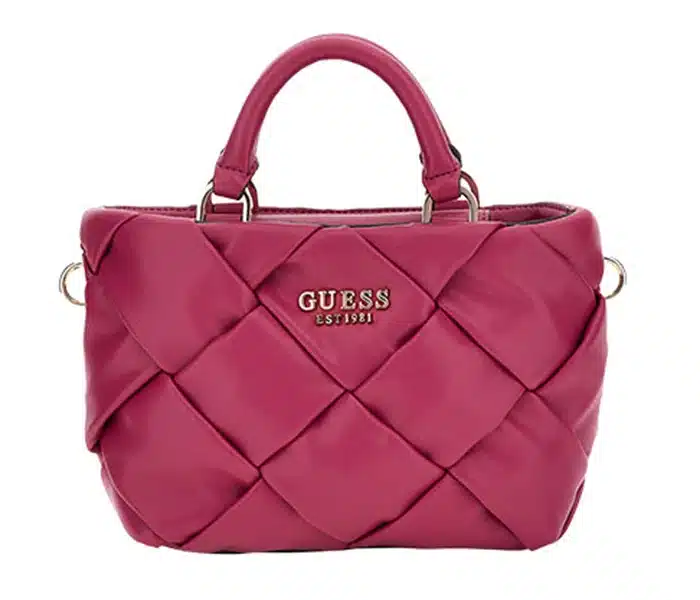 Pink quilted handbag with background removal